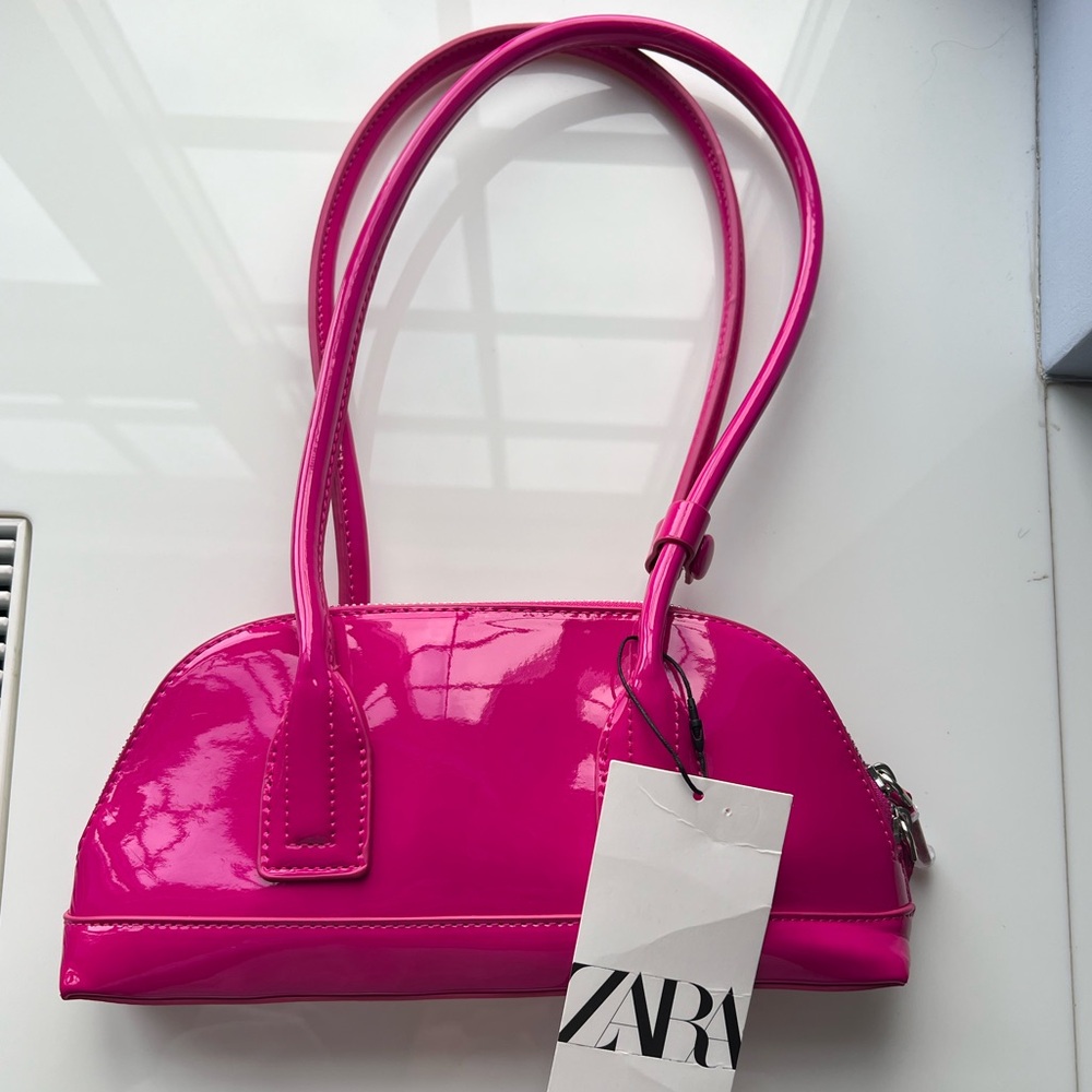 Zara Pink Patent Leather Shoulder Bag